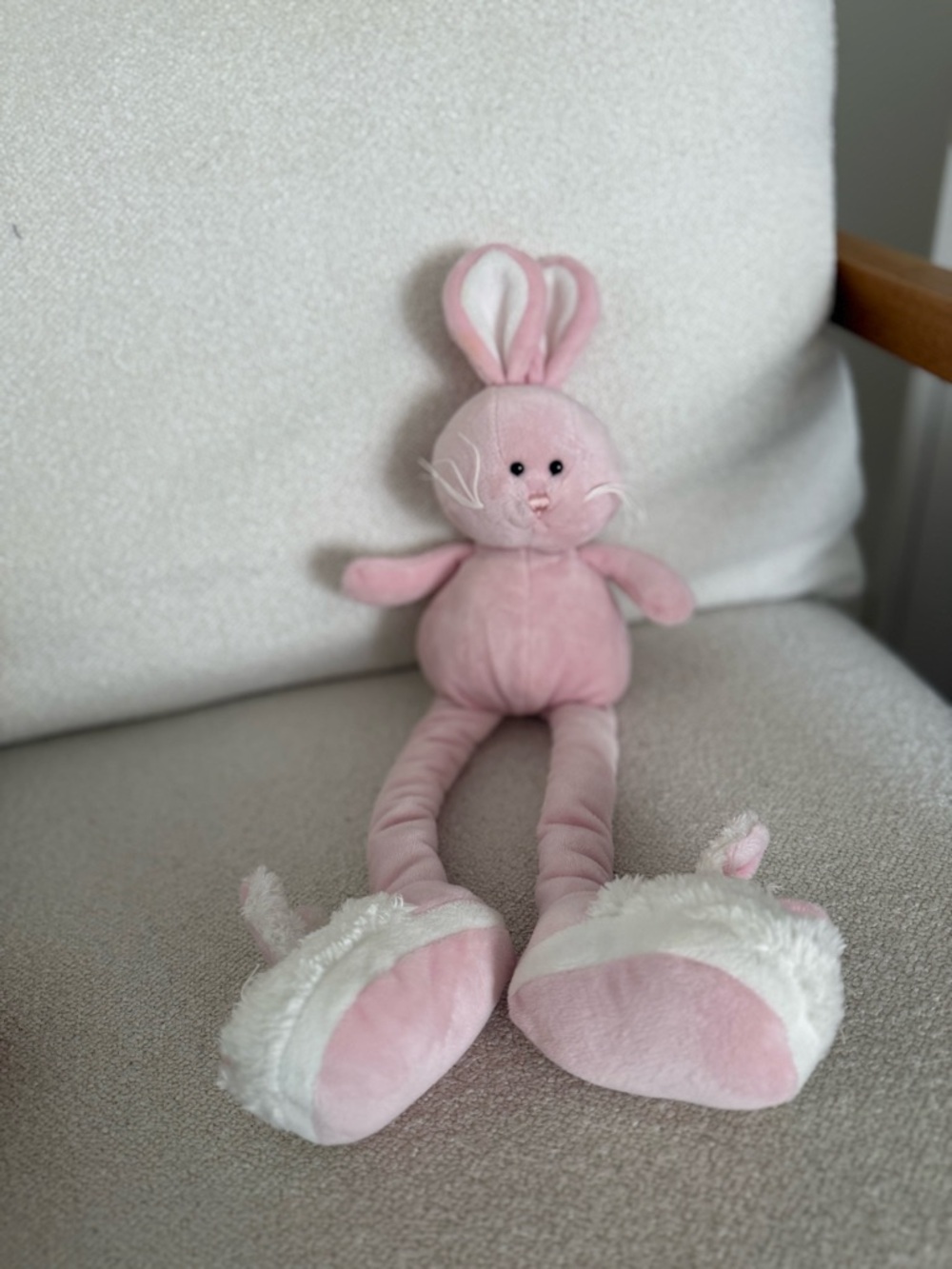 Ganz Pink White Bunny Long Legs Bunny Rabbit Slippers Plush Stuffed Animal RARE